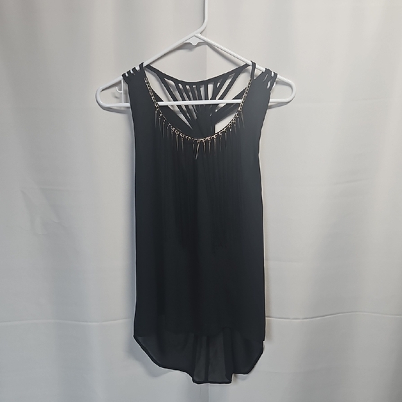 Nora Z Black fringed Sleeveless Top - Picture 1 of 7
